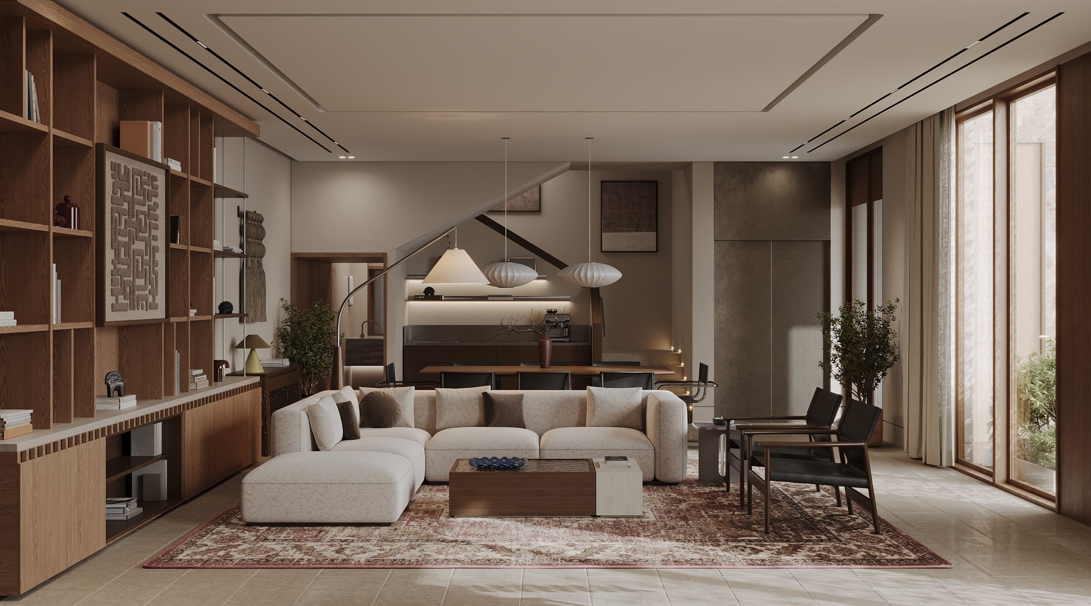 Al-Hady villa, double-height reception